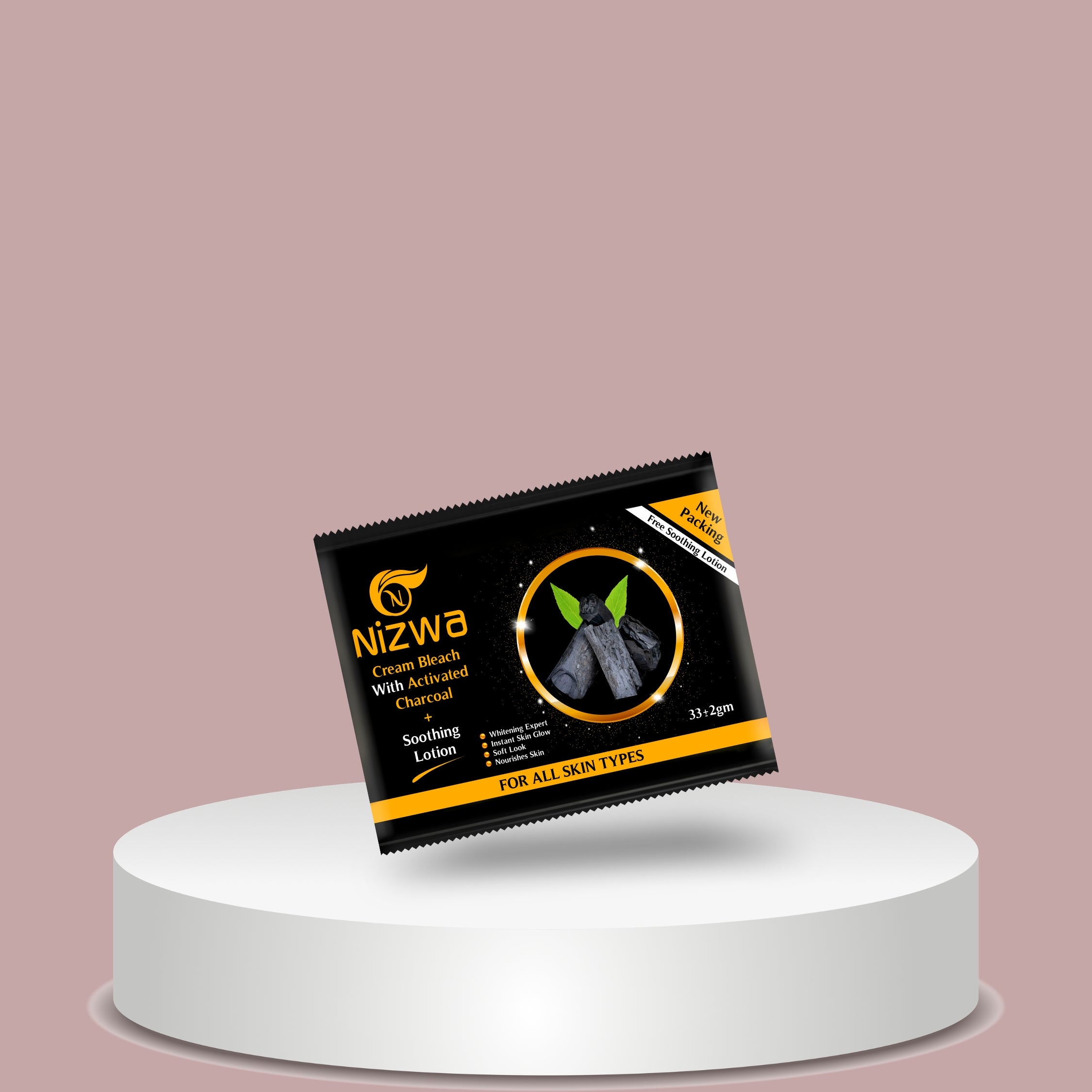 Charcoal extract and glycerin ingredients in Nizwa Bleach Sachet