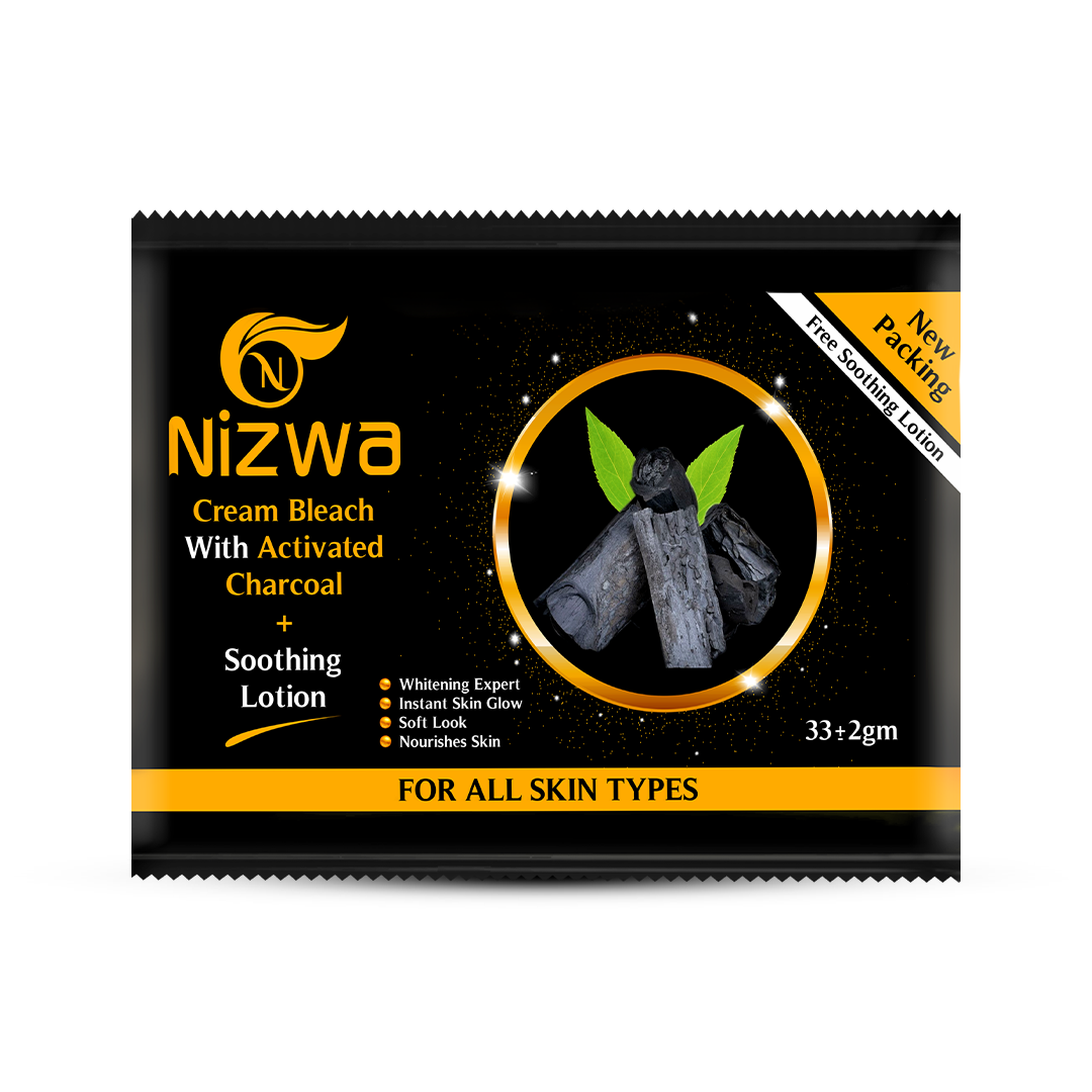 Nizwa Charcoal Bleach Cream Sachet for deep cleansing and brightening Pakistan