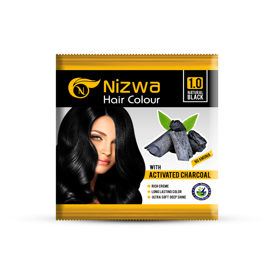 Nizwa Charcoal Hair Color box for deep black coverage Pakistan